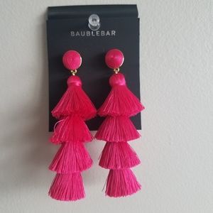 Bauble Bar Pink Fringe Chandelier Earrings